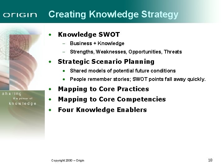Creating Knowledge Strategy · Knowledge SWOT - Business + Knowledge - Strengths, Weaknesses, Opportunities,