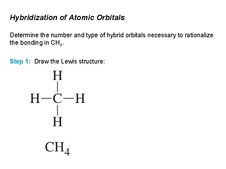 Hybridization of Atomic Orbitals Determine the number and type of hybrid orbitals necessary to