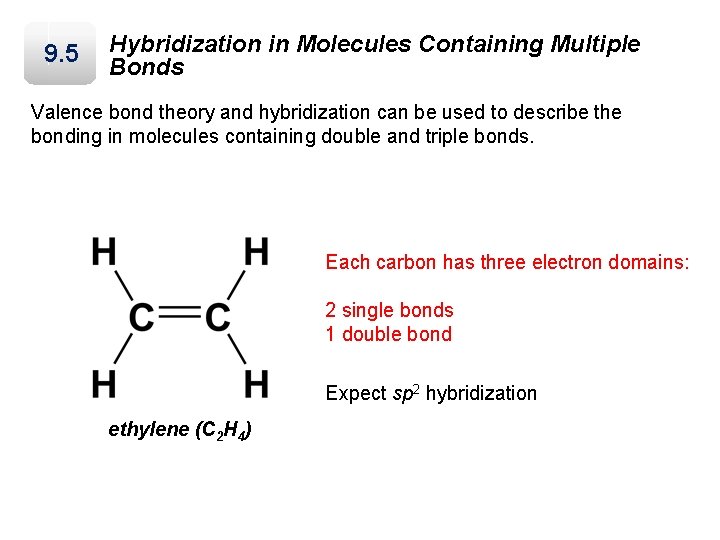 9. 5 Hybridization in Molecules Containing Multiple Bonds Valence bond theory and hybridization can