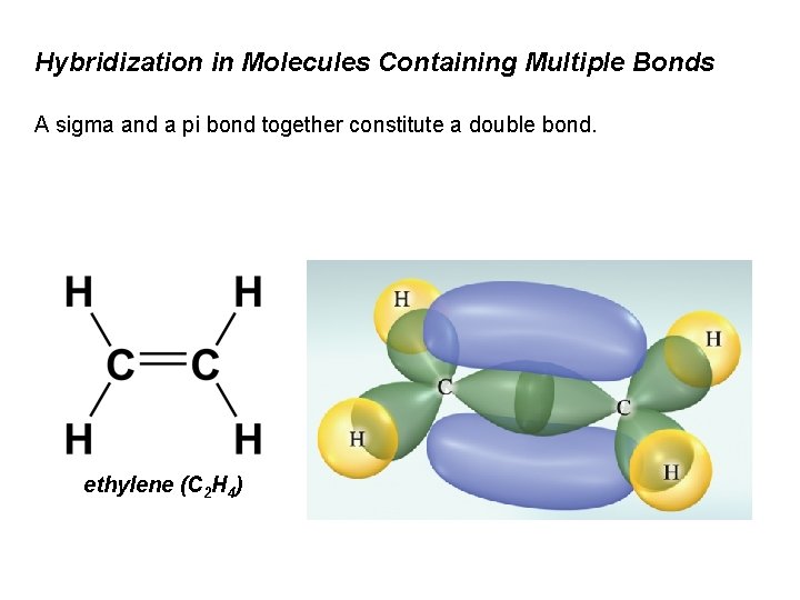 Hybridization in Molecules Containing Multiple Bonds A sigma and a pi bond together constitute