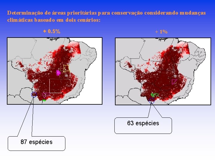 Determinação de áreas prioritárias para conservação considerando mudanças climáticas baseado em dois cenários: +