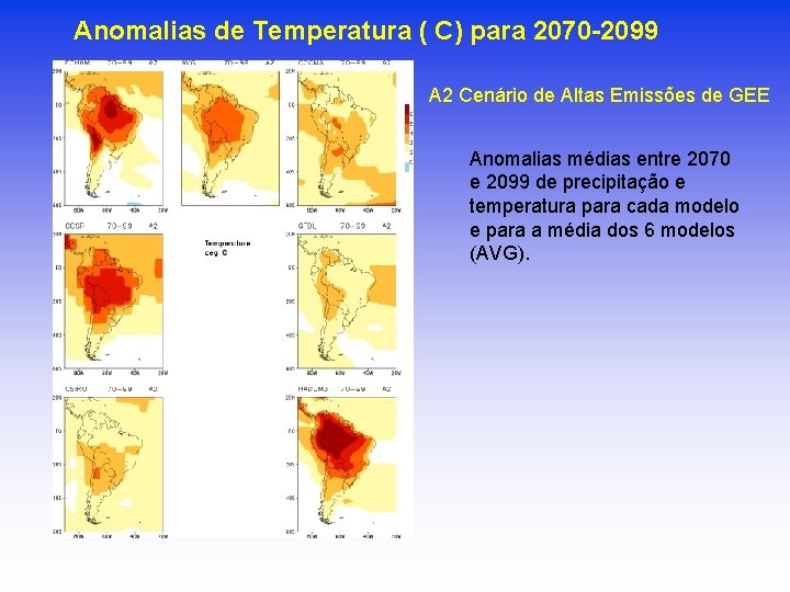 Anomalias de Temperatura ( C) para 2070 -2099 A 2 Cenário de Altas Emissões