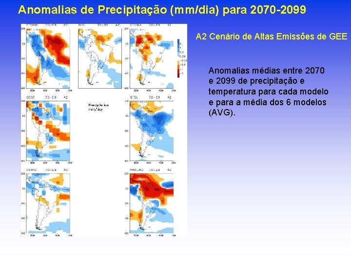 Anomalias de Precipitação (mm/dia) para 2070 -2099 A 2 Cenário de Altas Emissões de