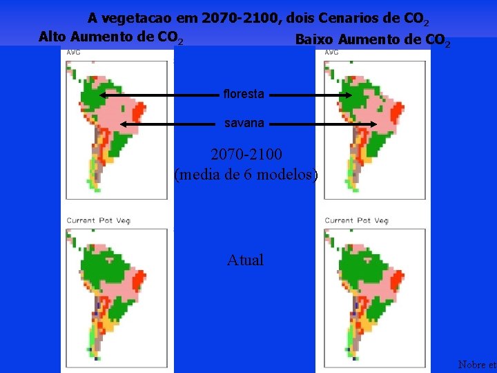 A vegetacao em 2070 -2100, dois Cenarios de CO 2 Alto Aumento de CO