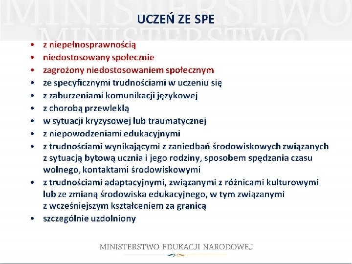 MODEL PRACY Z UCZNIEM ZE SPECJALNYMI POTRZEBAMI EDUKACYJNYMI