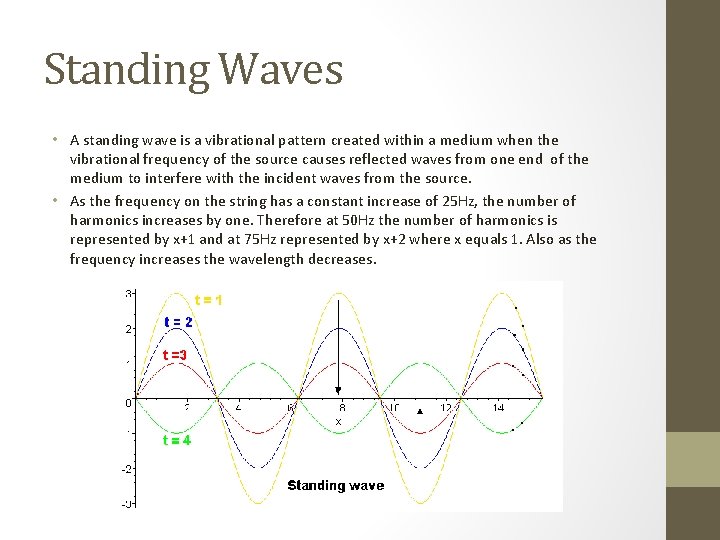 Standing Waves • A standing wave is a vibrational pattern created within a medium