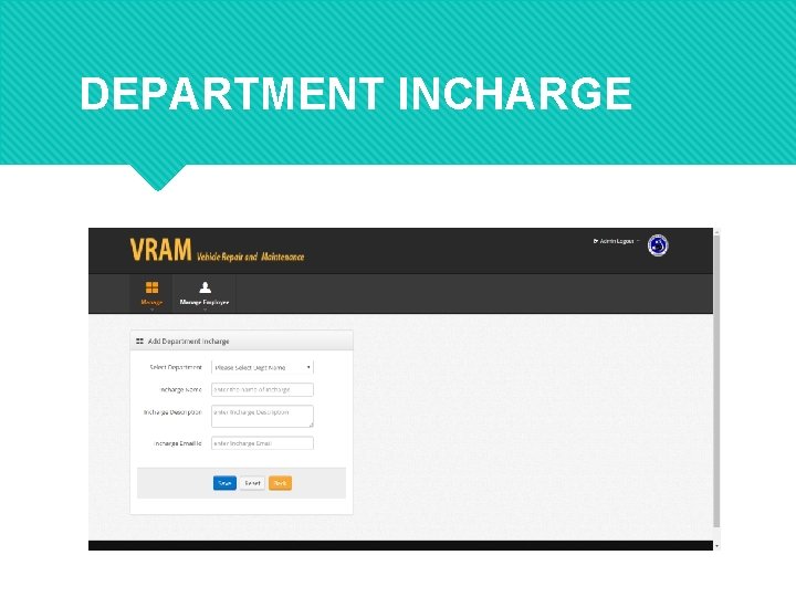 DEPARTMENT INCHARGE 