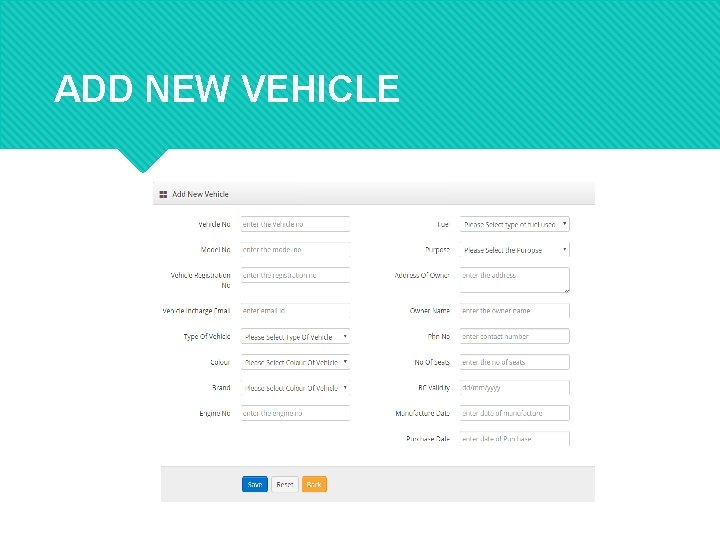 ADD NEW VEHICLE 