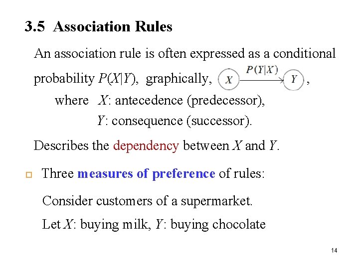 3. 5 Association Rules An association rule is often expressed as a conditional probability