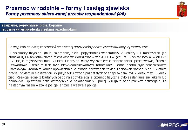 Przemoc w rodzinie – formy i zasięg zjawiska Formy przemocy skierowanej przeciw respondentowi (4/6)