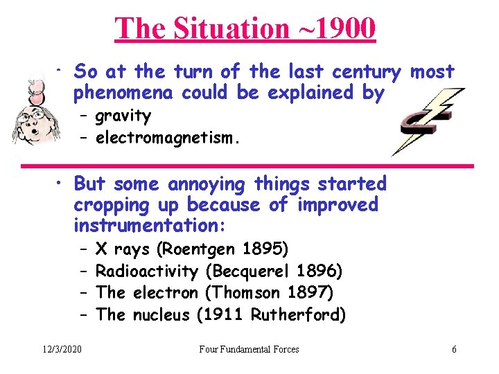 The Situation ~1900 • So at the turn of the last century most phenomena