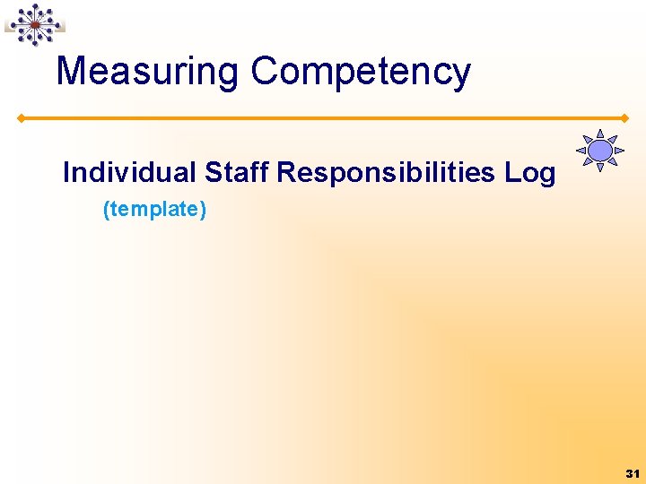 Measuring Competency Individual Staff Responsibilities Log (template) 31 