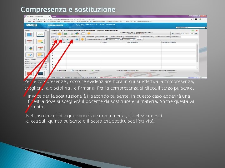 Compresenza e sostituzione Per le compresenze , occorre evidenziare l’ora in cui si effettua