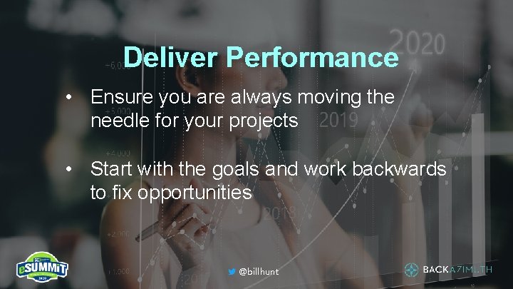 Deliver Performance • Ensure you are always moving the needle for your projects •