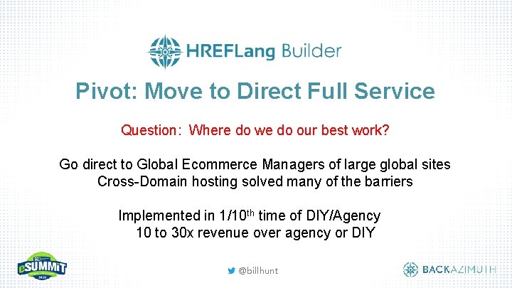 Pivot: Move to Direct Full Service Question: Where do we do our best work?