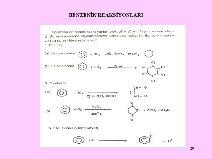 BENZENİN REAKSİYONLARI 29 