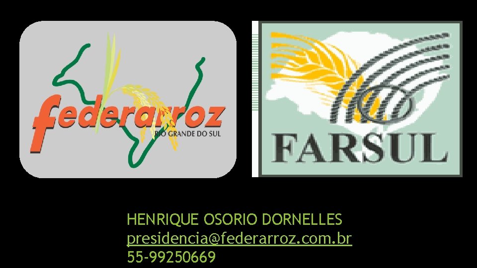 HENRIQUE OSORIO DORNELLES presidencia@federarroz. com. br 55 -99250669 