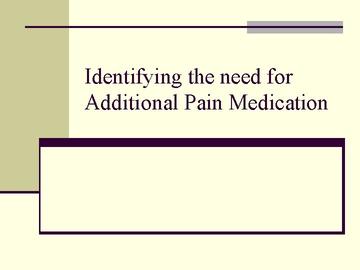 Identifying the need for Additional Pain Medication 