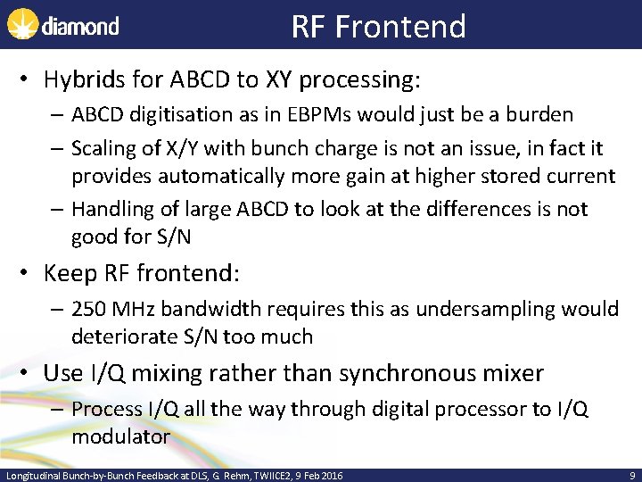 RF Frontend • Hybrids for ABCD to XY processing: – ABCD digitisation as in