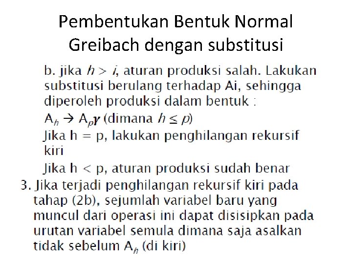 Pembentukan Bentuk Normal Greibach dengan substitusi 