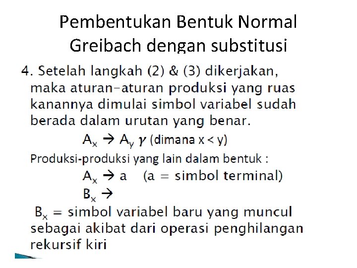 Pembentukan Bentuk Normal Greibach dengan substitusi 