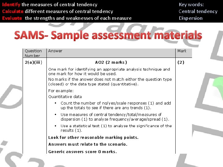 Identify the measures of central tendency Calculate different measures of central tendency Evaluate the