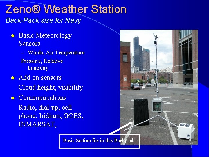 Zeno® Weather Station Back-Pack size for Navy l Basic Meteorology Sensors – Winds, Air