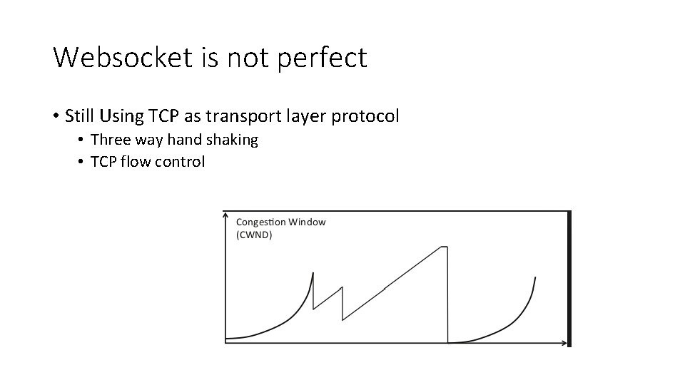 Websocket is not perfect • Still Using TCP as transport layer protocol • Three