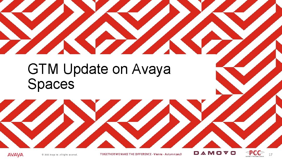 GTM Update on Avaya Spaces © 2018 Avaya Inc. All rights reserved. TOGETHER WE