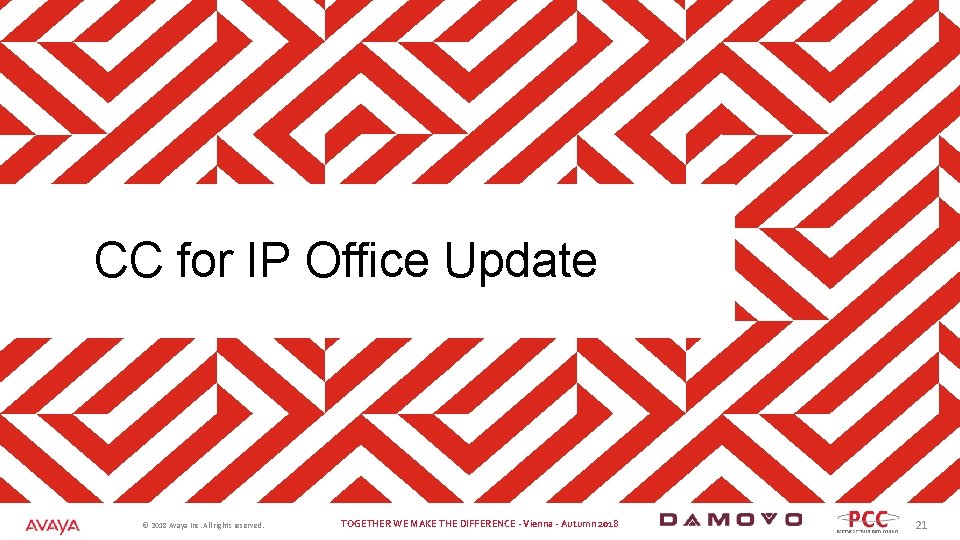 CC for IP Office Update © 2018 Avaya Inc. All rights reserved. TOGETHER WE