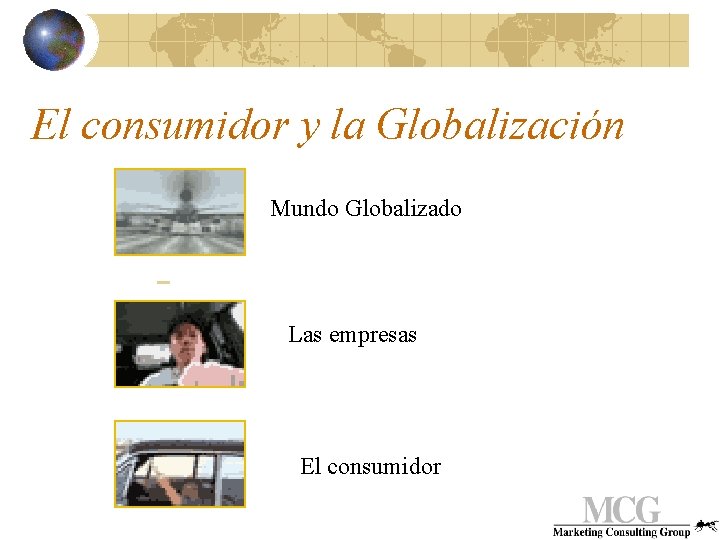 El consumidor y la Globalización Mundo Globalizado Las empresas El consumidor 