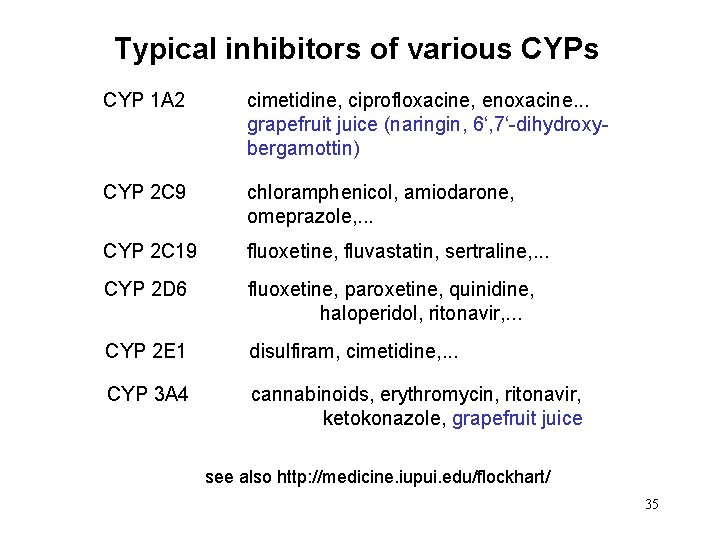 Typical inhibitors of various CYP 1 A 2 cimetidine, ciprofloxacine, enoxacine. . . grapefruit