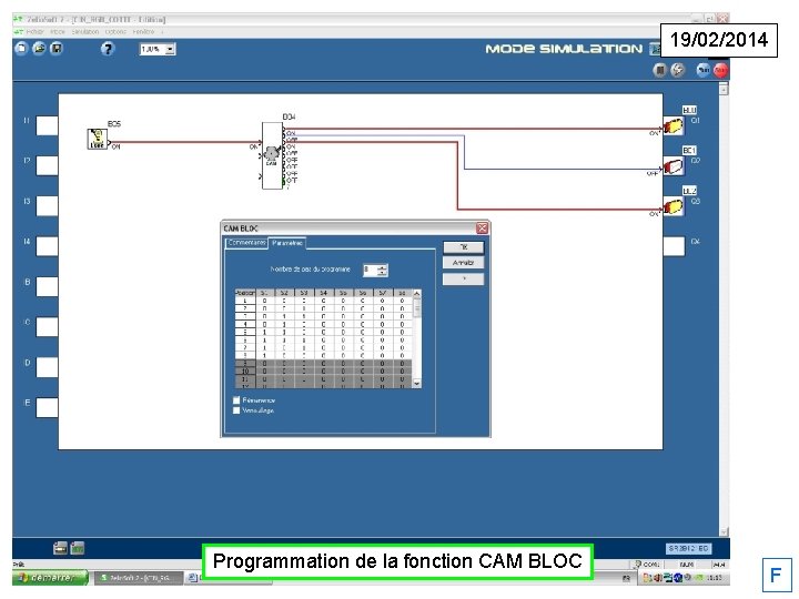 19/02/2014 Programmation de la fonction CAM BLOC F 