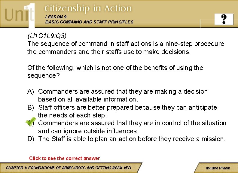 LESSON 9: BASIC COMMAND STAFF PRINCIPLES (U 1 C 1 L 9: Q 3)