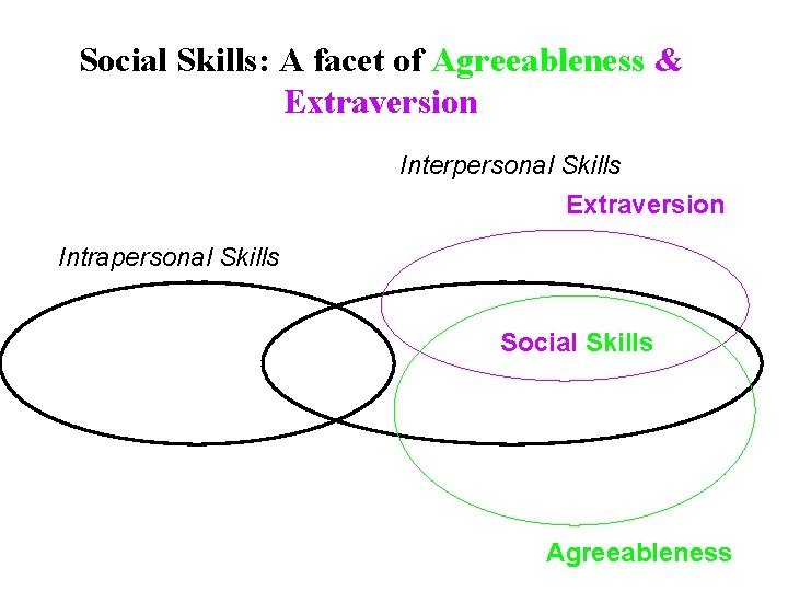 Social Skills: A facet of Agreeableness & Extraversion Interpersonal Skills Extraversion Intrapersonal Skills Social