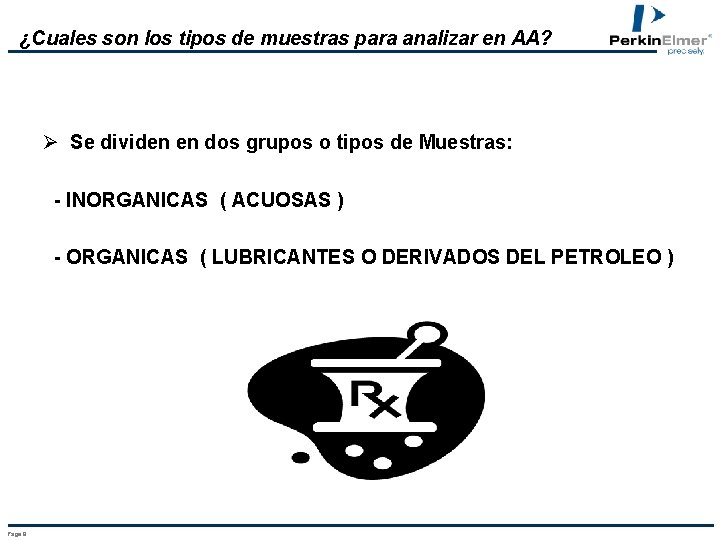 ¿Cuales son los tipos de muestras para analizar en AA? Ø Se dividen en