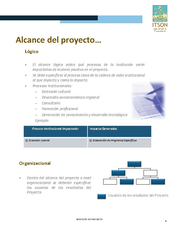 Alcance del proyecto… Lógico • • • El alcance lógico indica qué procesos de