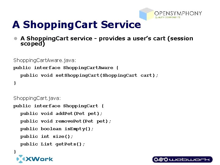 A Shopping. Cart Service l A Shopping. Cart service - provides a user’s cart