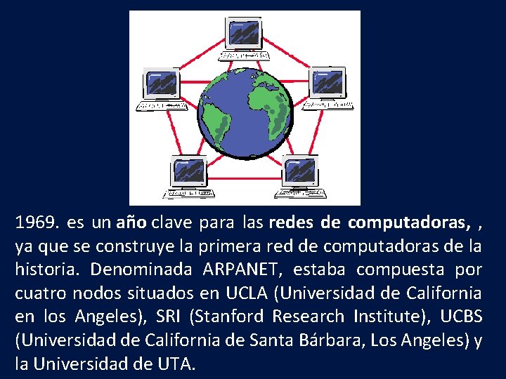 1969. es un año clave para las redes de computadoras, , ya que se