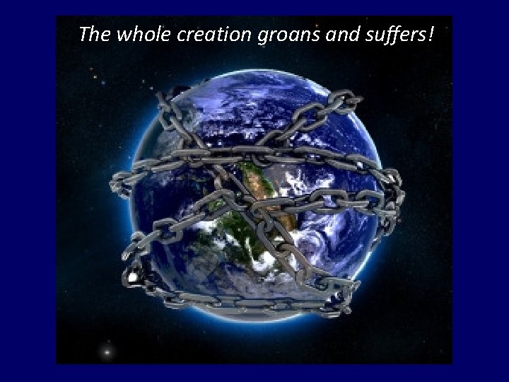 The whole creation groans and suffers! 