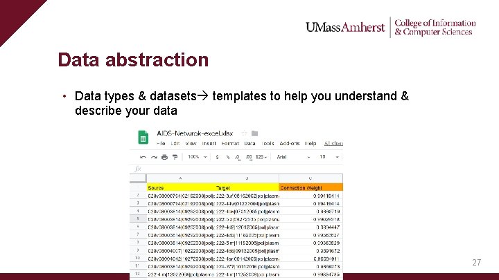 Data abstraction • Data types & datasets templates to help you understand & describe