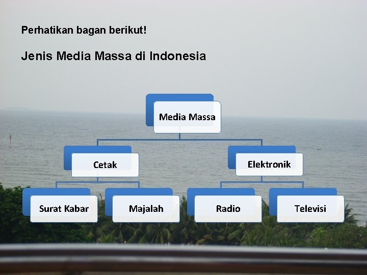 Perhatikan bagan berikut! Jenis Media Massa di Indonesia Media Massa Elektronik Cetak Surat Kabar