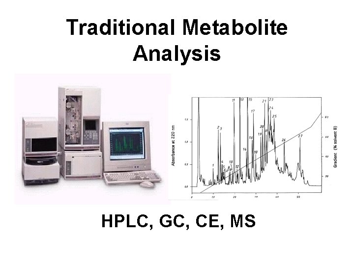 Traditional Metabolite Analysis HPLC, GC, CE, MS 