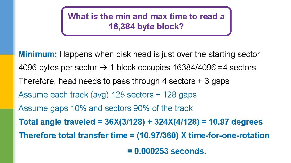 What is the min and max time to read a 16, 384 byte block?