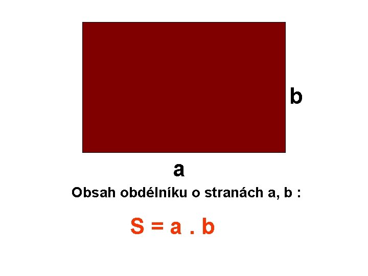 b a Obsah obdélníku o stranách a, b : S=a. b 