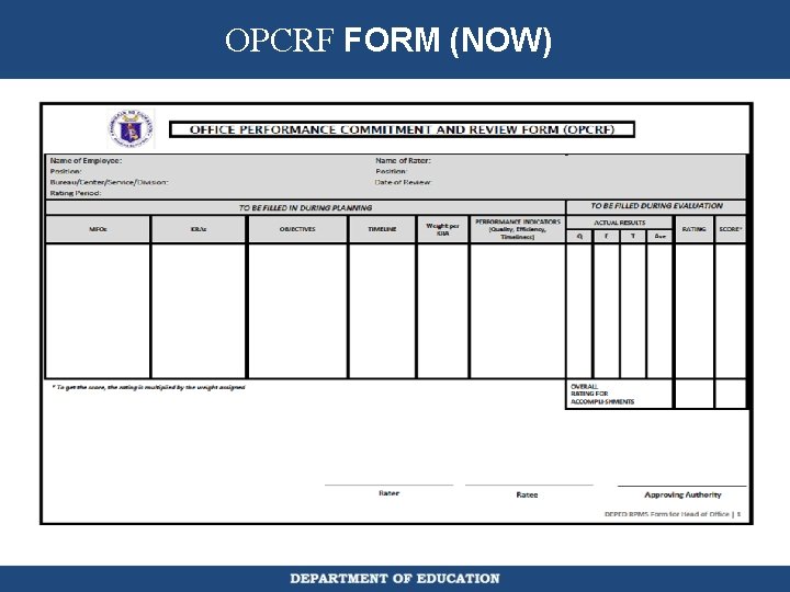 OPCRF FORM (NOW) 