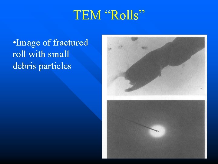 TEM “Rolls” • Image of fractured roll with small debris particles 