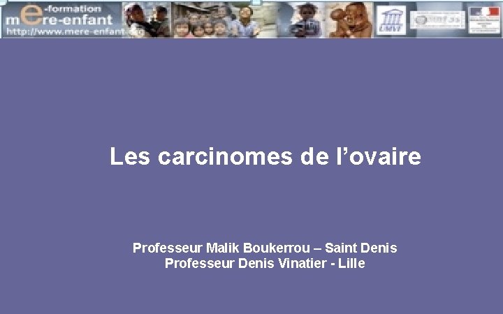 Les carcinomes de l’ovaire Professeur Malik Boukerrou – Saint Denis Professeur Denis Vinatier -