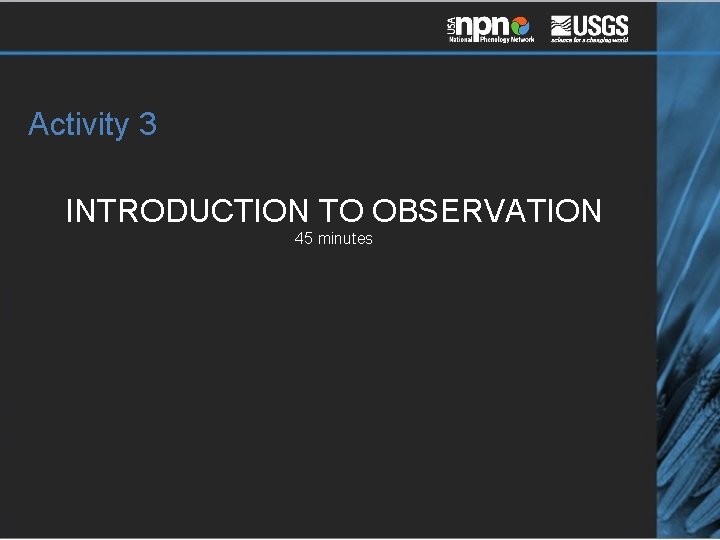 Activity 3 INTRODUCTION TO OBSERVATION 45 minutes 