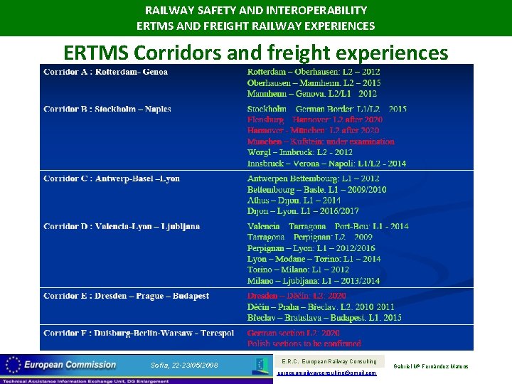 RAILWAY SAFETY AND INTEROPERABILITY ERTMS AND FREIGHT RAILWAY EXPERIENCES ERTMS Corridors and freight experiences